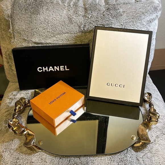 Vintage Godinger 1988 Large Bow Handle Oval Mirrored Tray - Picture 7 of 9